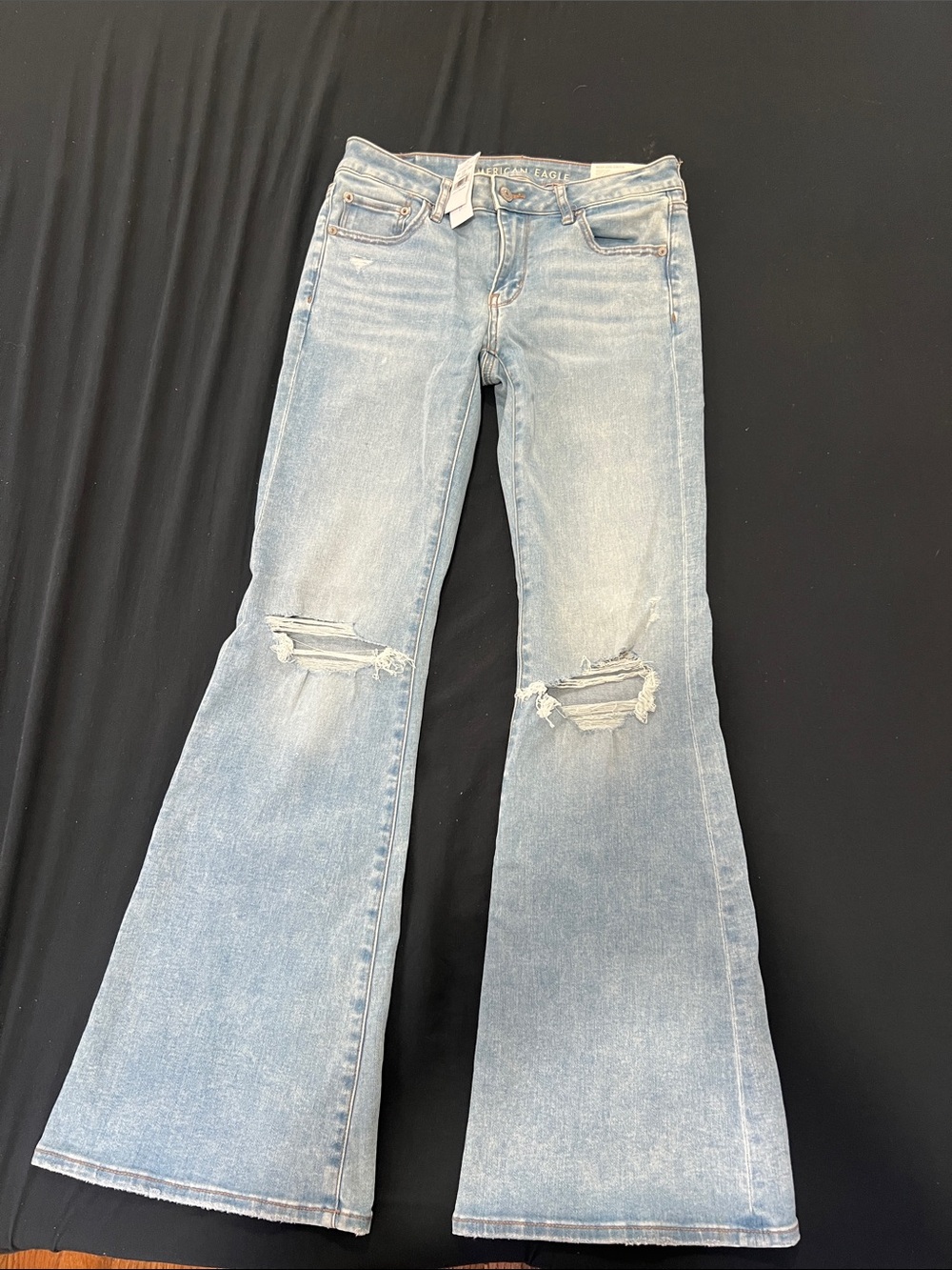 American Eagle Outfitters Light Blue Distressed Flare Jeans
